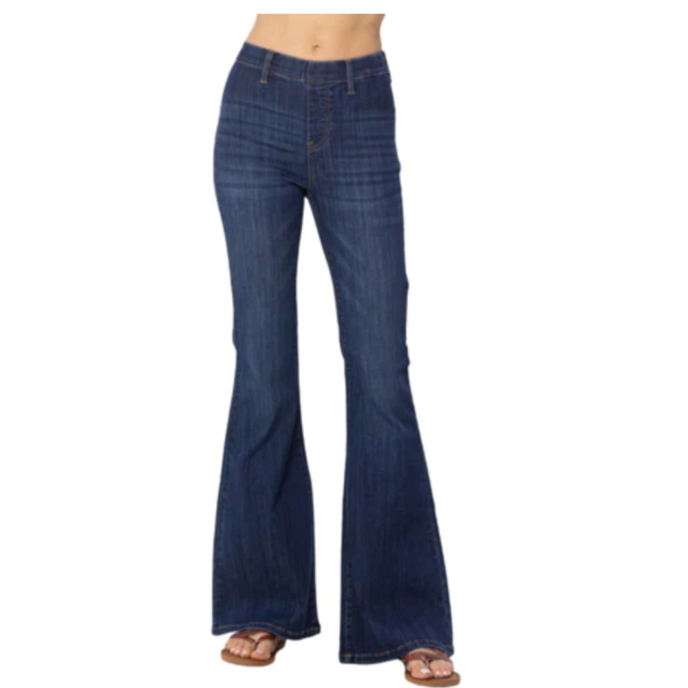 Judy Blue Women's High Rise Pull On Super Flare Denim Jeans Size 9 Blue Womens